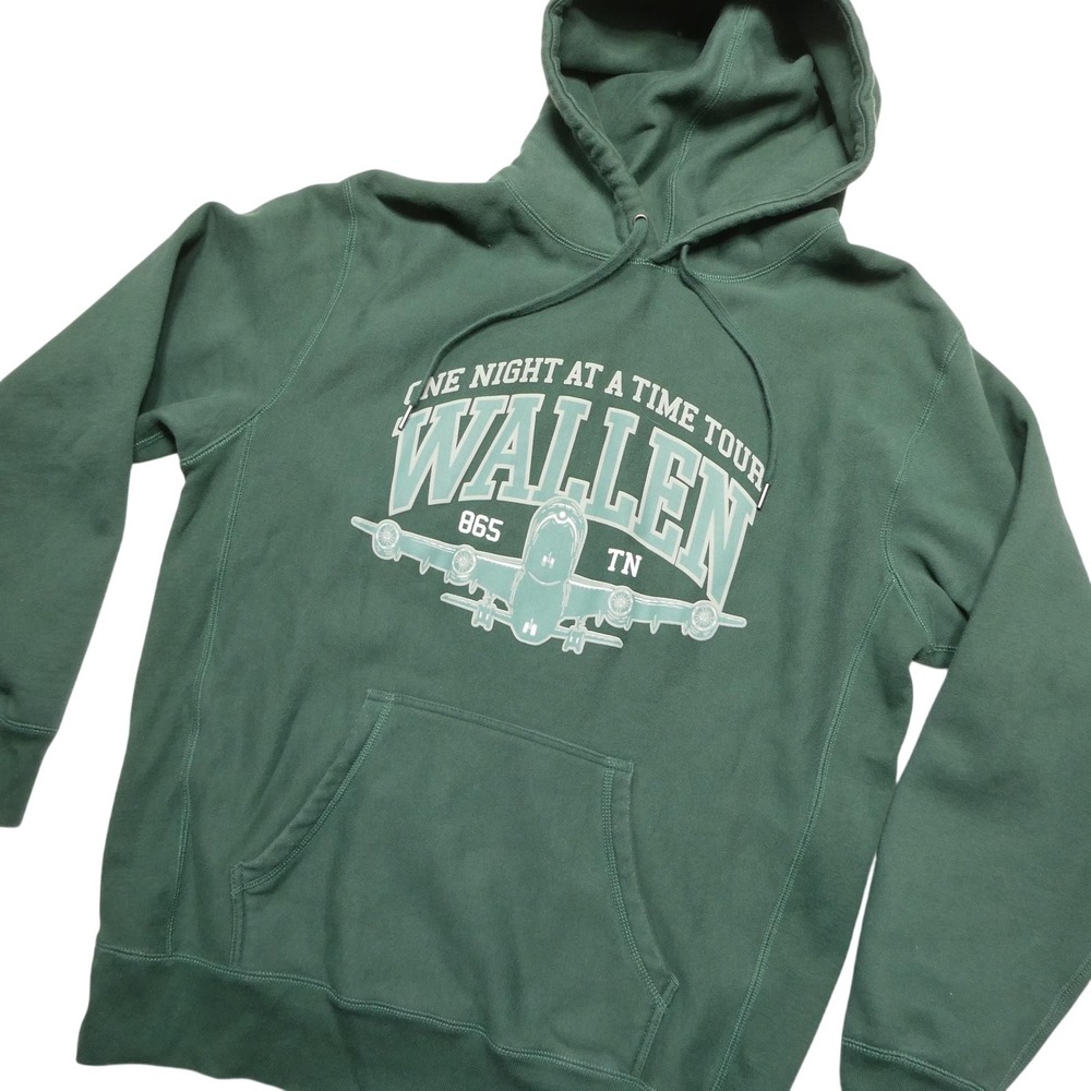 Morgan Wallen Independent Hoodie Sweatshirt Mens Large Green One Night Tour